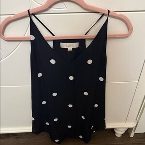 LOFT Navy and White Polka Dot Camisole